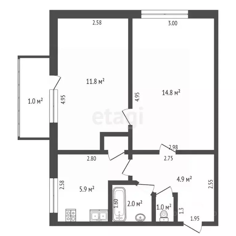 2-к кв. Крым, Феодосия ш. Симферопольское, 33В (40.9 м) - Фото 1