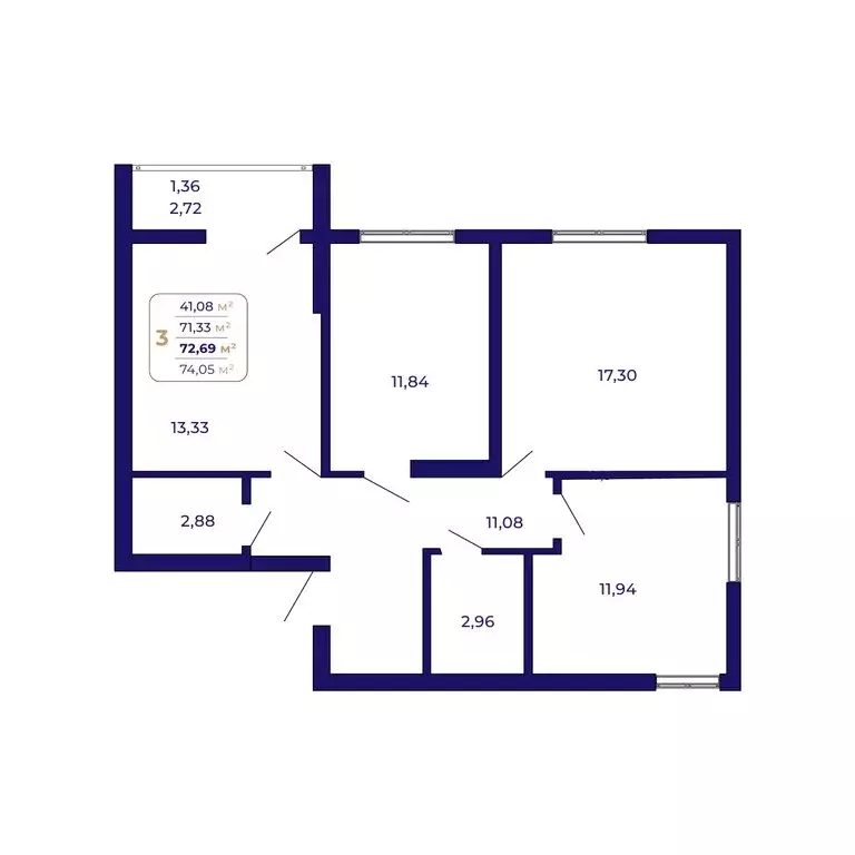 3-комнатная квартира: Уфа, жилой район Затон-Восточный, ЖК Паруса ... - Фото 1