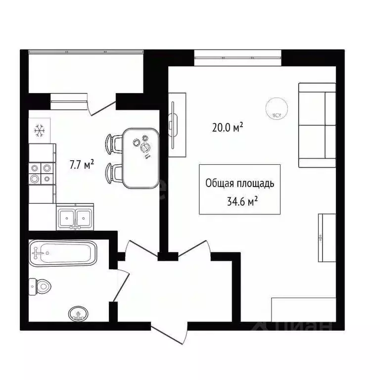 1-к кв. Новосибирская область, Бердск ул. Ленина, 28 (34.6 м) - Фото 2