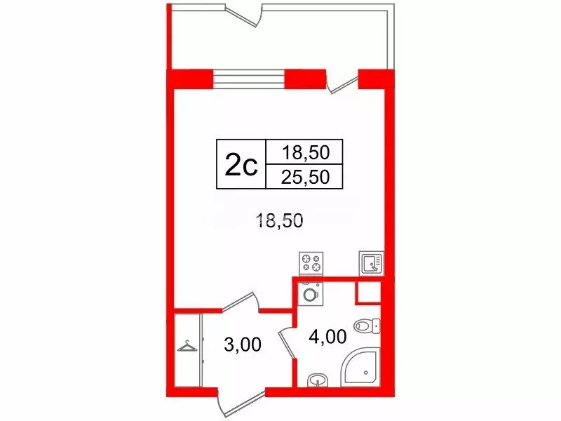Квартира-студия: Санкт-Петербург, улица Струве, 12к1 (25.5 м) - Фото 1
