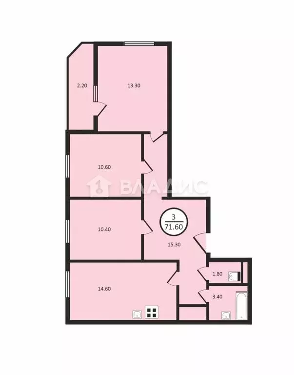 3-комнатная квартира: Владимир, Добросельская улица, 188В (71.6 м) - Фото 0