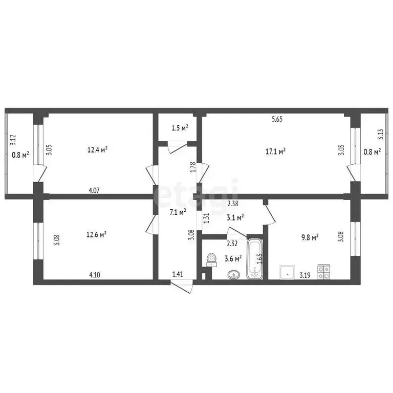 3-комнатная квартира: Чита, Новодолиновская улица, 18 (67.2 м) - Фото 0