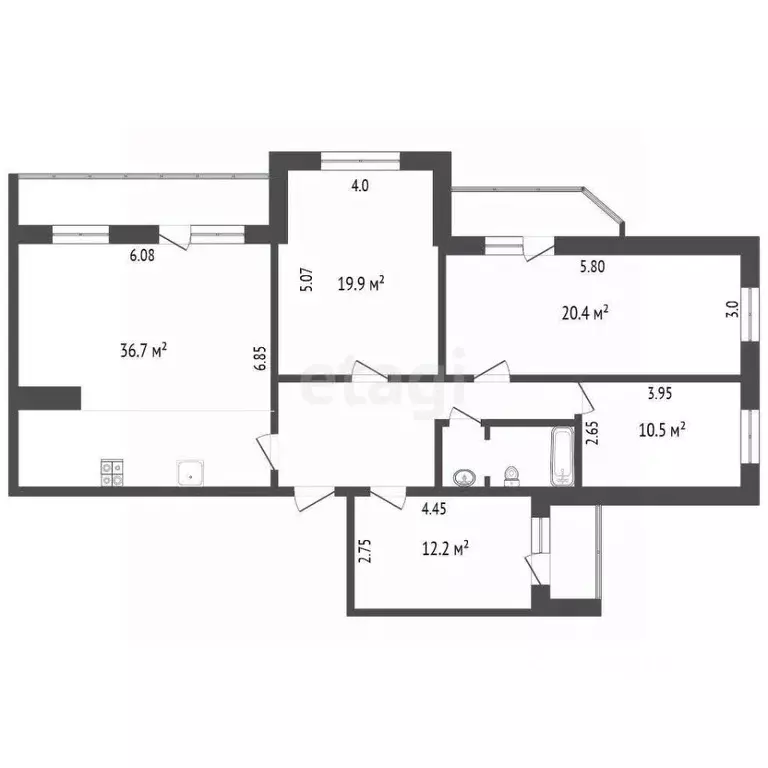 4-к кв. Белгородская область, Белгород ул. Калинина, 1 (120.0 м) - Фото 2