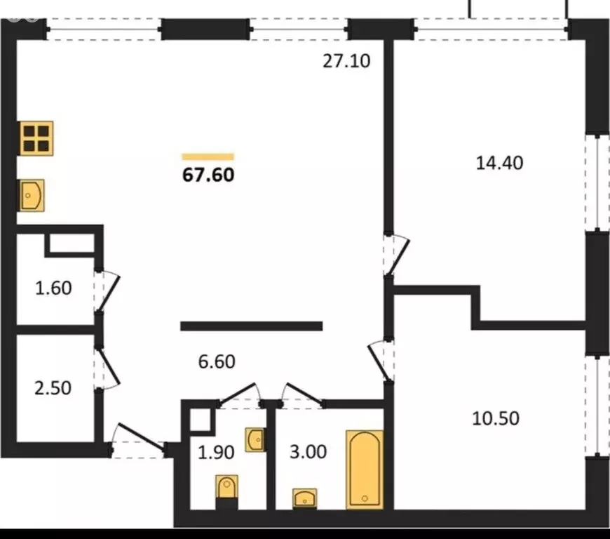 2-комнатная квартира: Дербент, улица Сальмана, 26 (66 м) - Фото 1