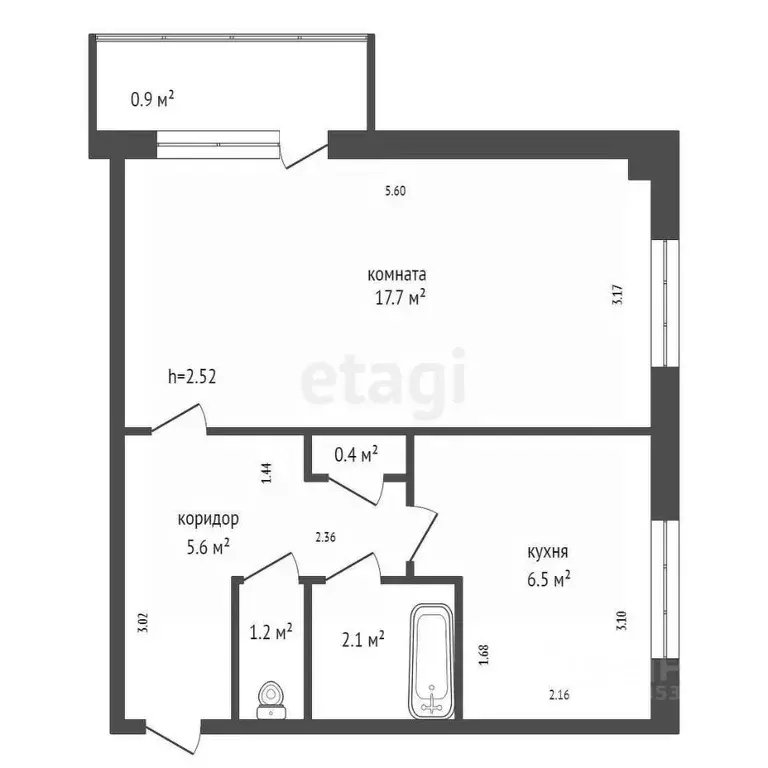 1-к кв. Красноярский край, Красноярск ул. Кутузова, 84 (34.4 м) - Фото 2