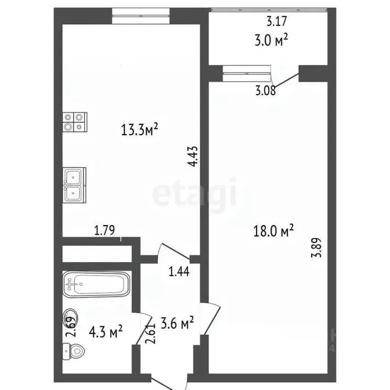 1-к кв. Удмуртия, Ижевск ул. Холмогорова, 15А (39.4 м) - Фото 2