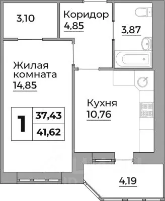 1-к кв. калужская область, калуга ул. первых коммунаров, 18 (37.43 м) - Фото 0