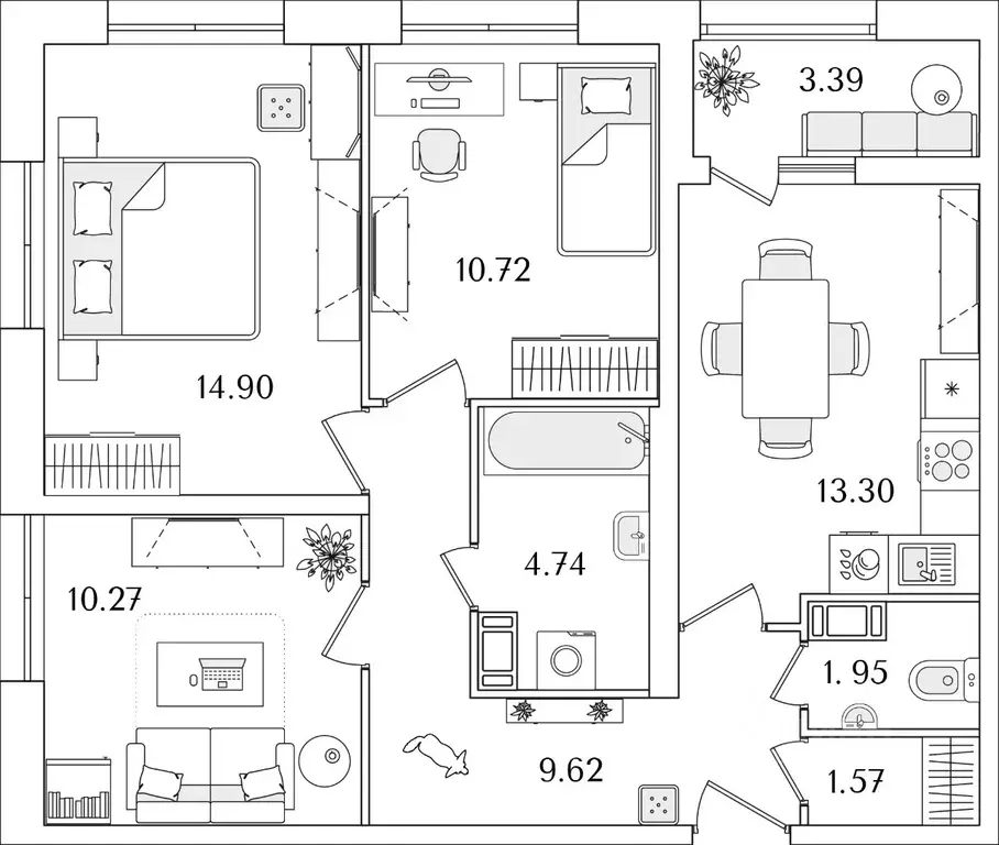 3-к кв. Санкт-Петербург Полюстрово тер.,  (68.77 м) - Фото 0