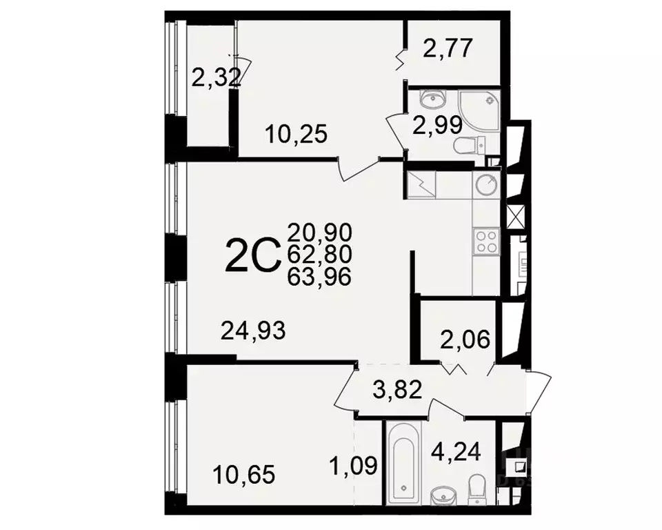 2-к кв. Рязанская область, Рязань ул. Чкалова (62.8 м) - Фото 1
