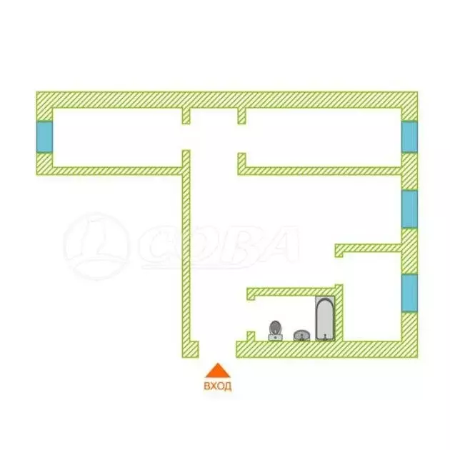 3-комнатная квартира: Тюмень, улица Энергетиков, 6 (55 м) - Фото 1