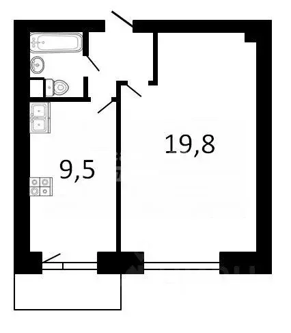 Квартира, 1 комната, 34.6 м - Фото 1