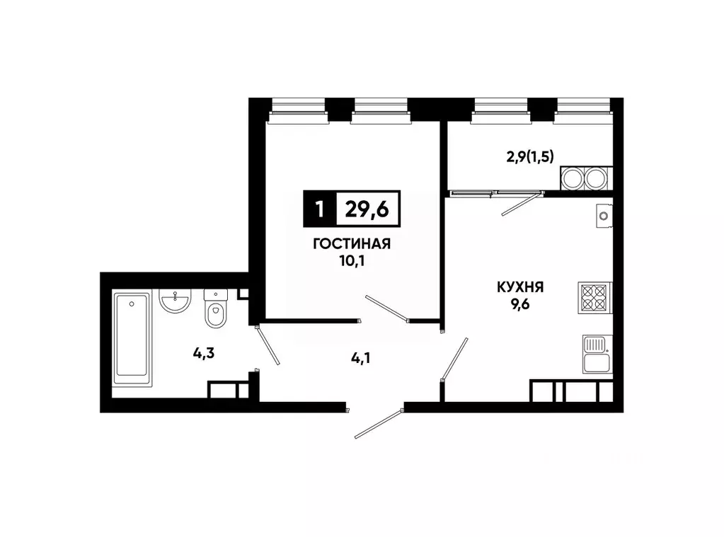 1-к кв. Ставропольский край, Ставрополь ул. Доваторцев, 179Гк1 (29.6 ... - Фото 1