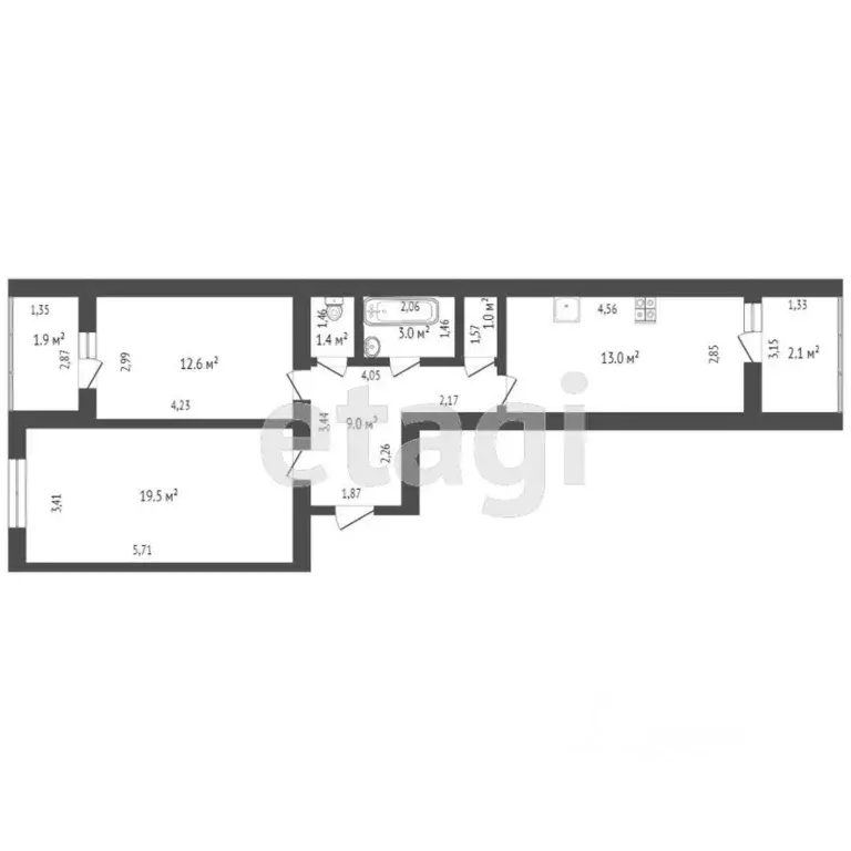 2-к кв. Оренбургская область, Оренбург ул. Юркина, 8 (65.0 м) - Фото 1