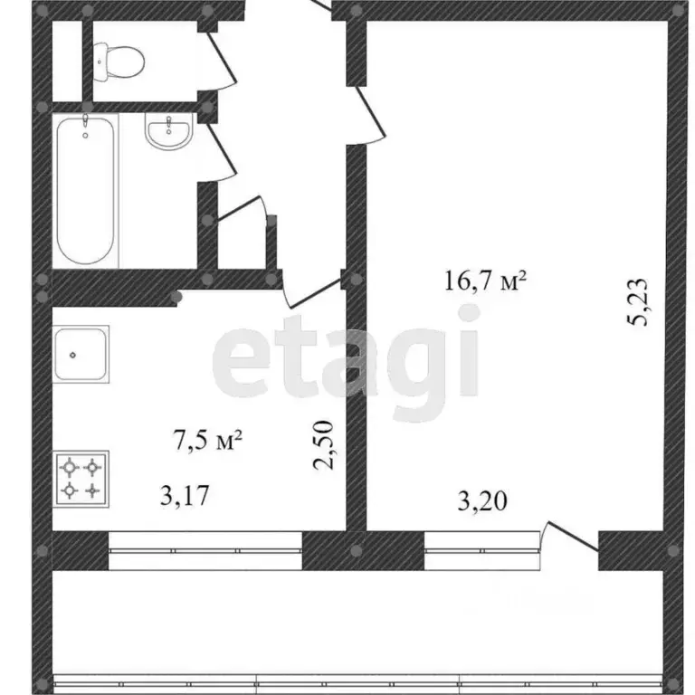 1-к кв. Белгородская область, Белгород Молодежная ул., 2 (33.0 м) - Фото 1