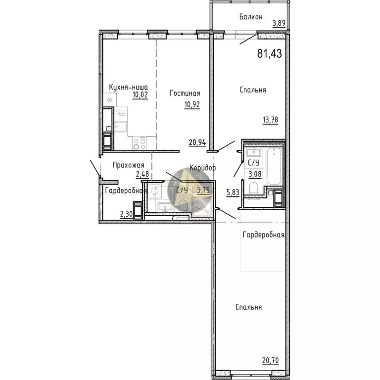 2-к кв. Санкт-Петербург ш. Суздальское, 18к3 (81.43 м) - Фото 2