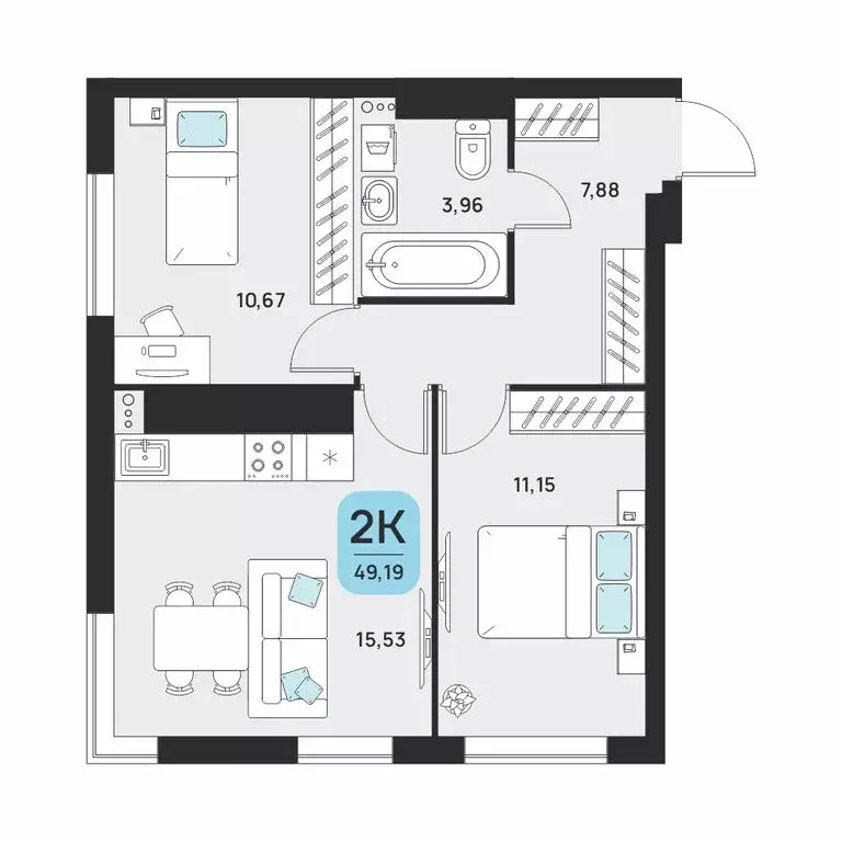 2-комнатная квартира: Астрахань, Советский район (51.99 м) - Фото 0