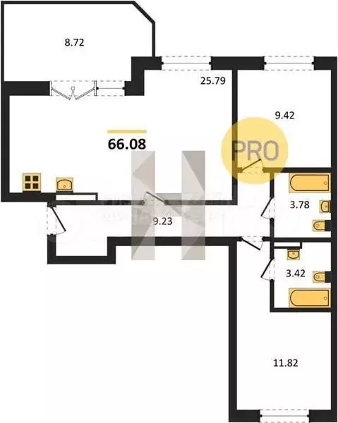 1-к. квартира, 34,8 м, 9/9 эт. - Фото 1