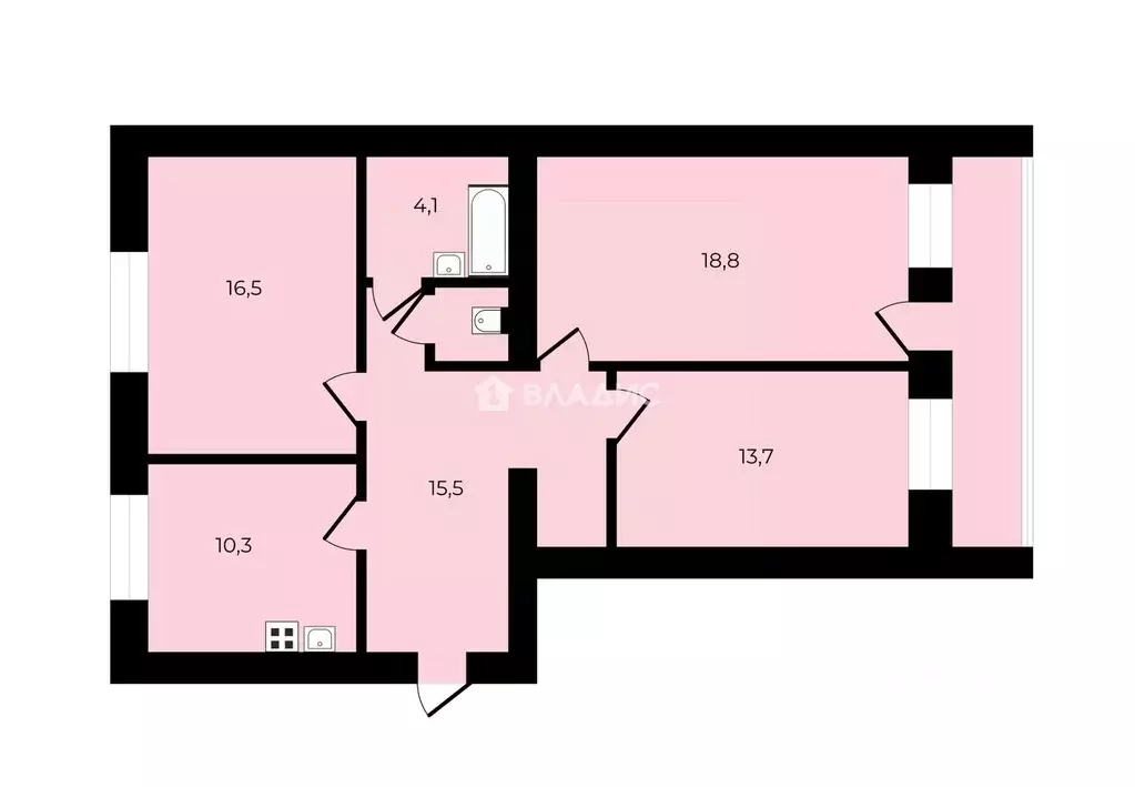 3-к кв. Брянская область, Брянск Пролетарская ул., 70 (80.2 м) - Фото 2