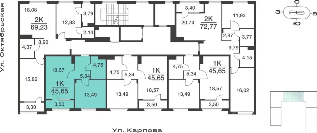 1-к кв. Тульская область, Тула ул. Карпова, 103А (45.65 м) - Фото 1