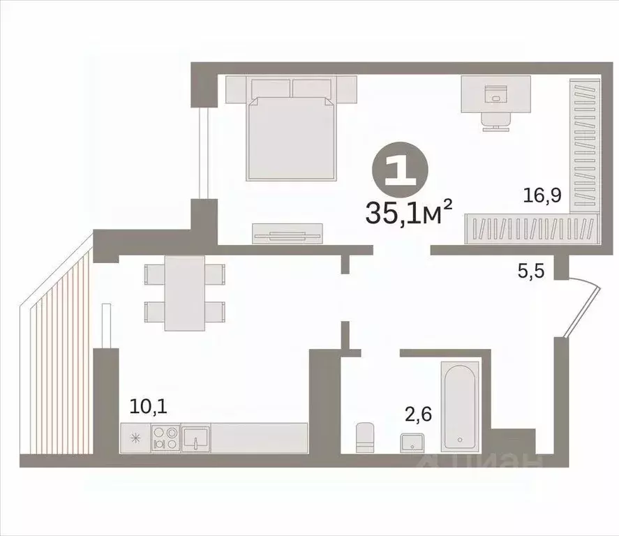 1-к кв. Новосибирская область, Новосибирск ул. Немировича-Данченко, ... - Фото 2