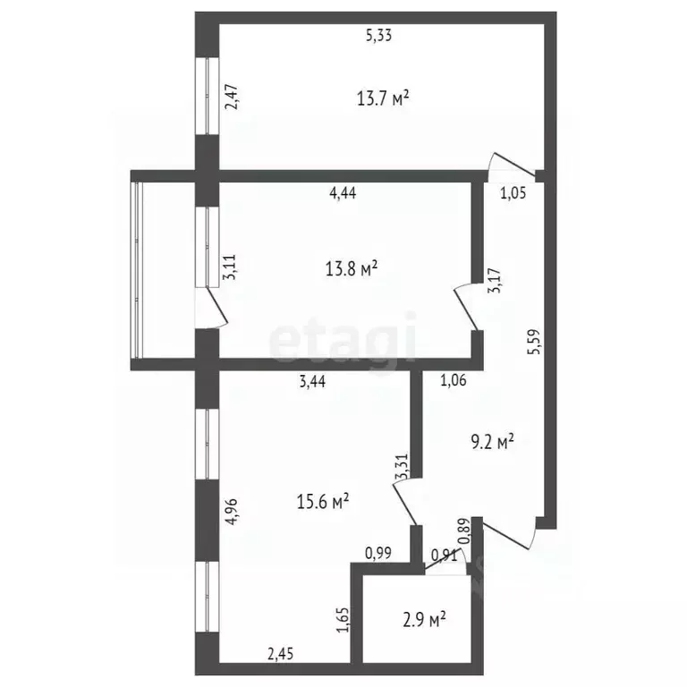3-к кв. Томская область, Северск ул. Куйбышева, 15 (55.0 м) - Фото 1