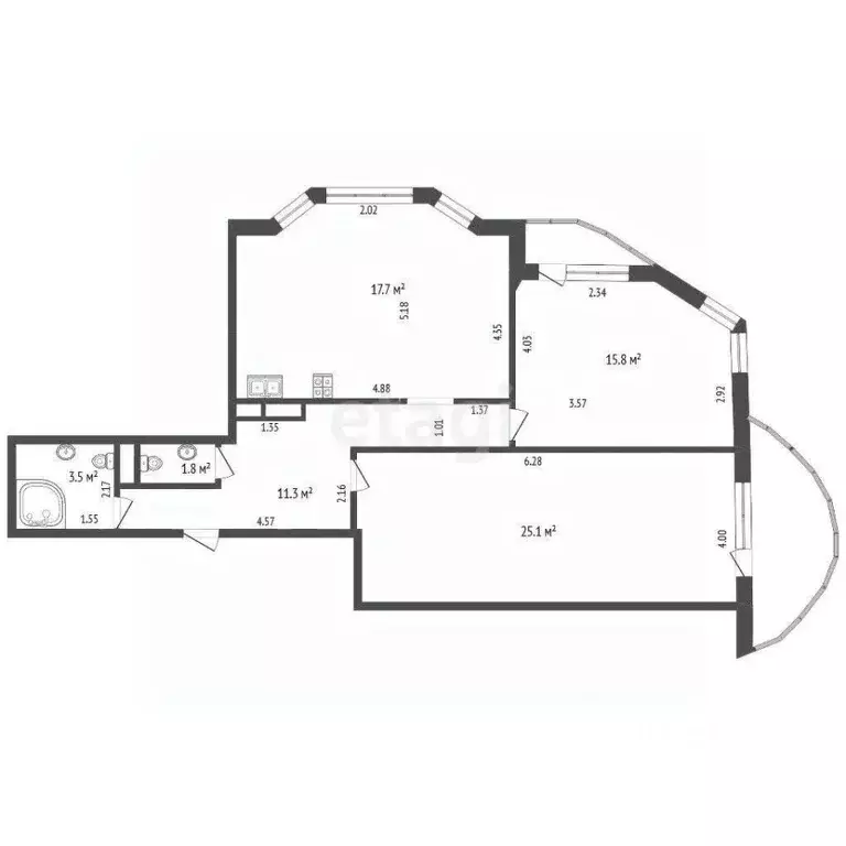 3-к кв. Хабаровский край, Хабаровск Волочаевская ул., 87 (82.0 м) - Фото 2