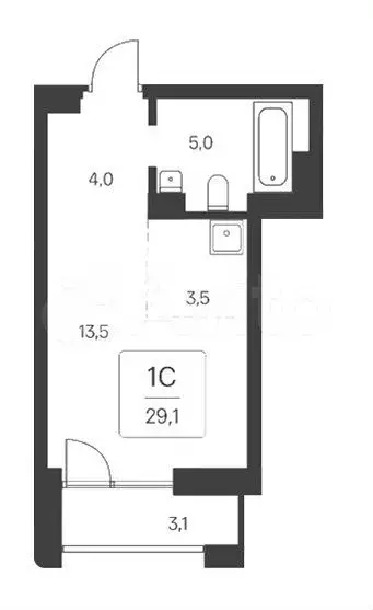 Квартира-студия, 29,1 м, 7/22 эт. - Фото 0