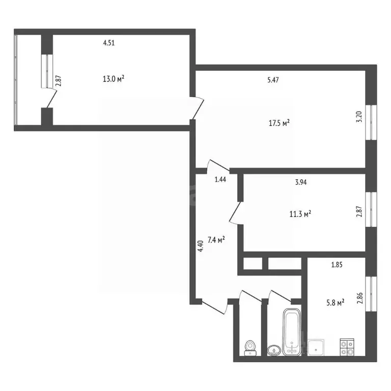 3-к кв. Ямало-Ненецкий АО, Новый Уренгой Ленинградский просп., 8Б ... - Фото 1