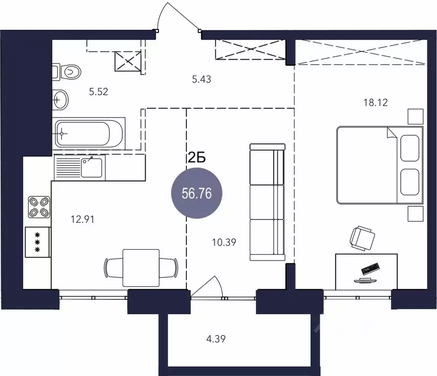 2-к кв. Иркутская область, Братск ул. Металлургов, 8 (56.76 м) - Фото 0