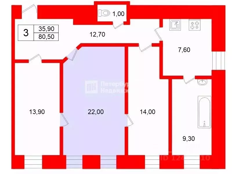 Комната Санкт-Петербург ул. Шкапина, 18 (22.0 м) - Фото 2