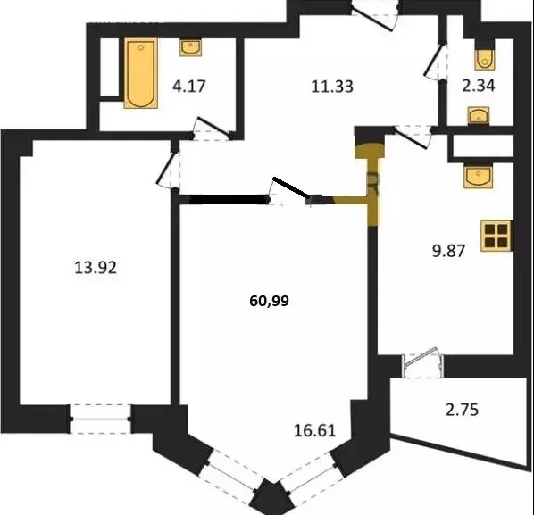 2-комнатная квартира: Калининград, улица Гайдара, 94 (60.99 м) - Фото 0