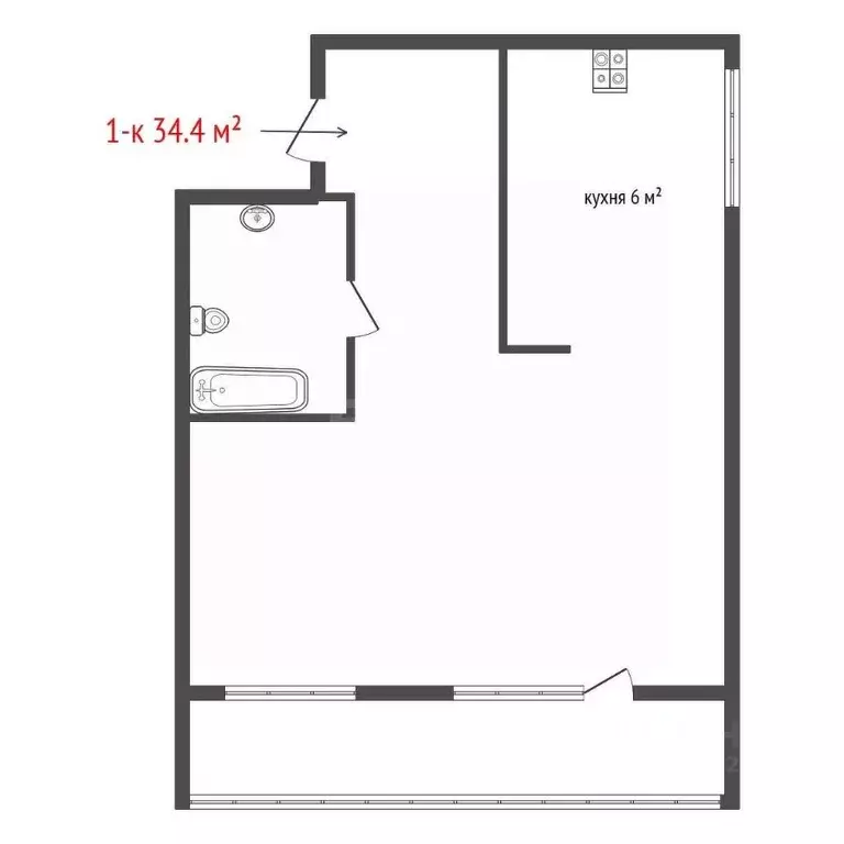 1-к кв. Свердловская область, Екатеринбург ул. 8 Марта, 129 (34.4 м) - Фото 2