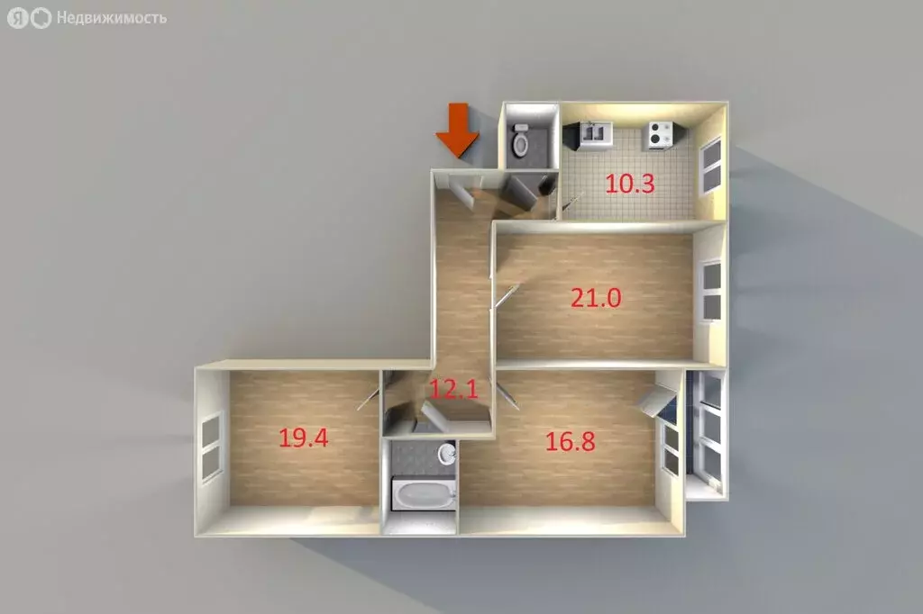 3-комнатная квартира: посёлок Исток, Главная улица, 22 (84.6 м) - Фото 1