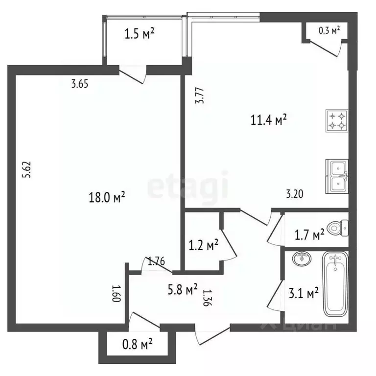 1-к кв. Санкт-Петербург пос. Шушары, Пулковское тер., 30 (41.8 м) - Фото 2