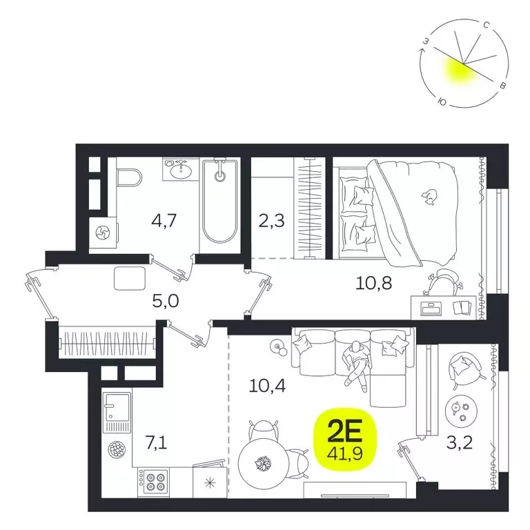 2-комнатная квартира: Екатеринбург, улица Титова, 19Б (41.9 м) - Фото 0