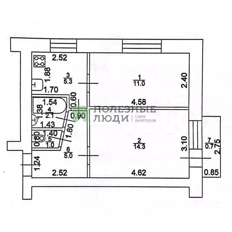 2-к. квартира, 39,4 м, 2/5 эт. - Фото 0