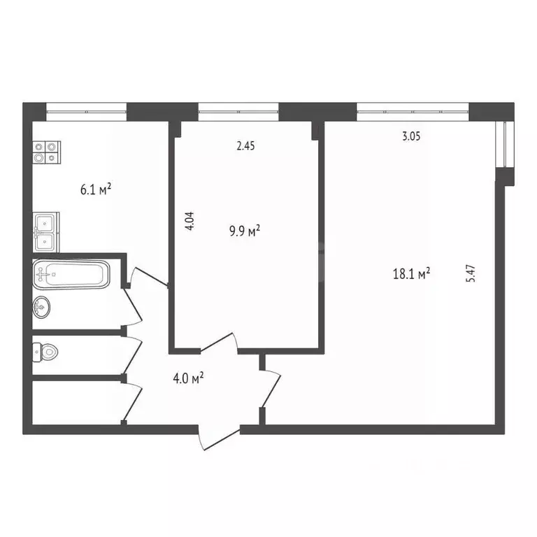 2-к кв. Архангельская область, Архангельск ул. Самойло, 10 (42.5 м) - Фото 1