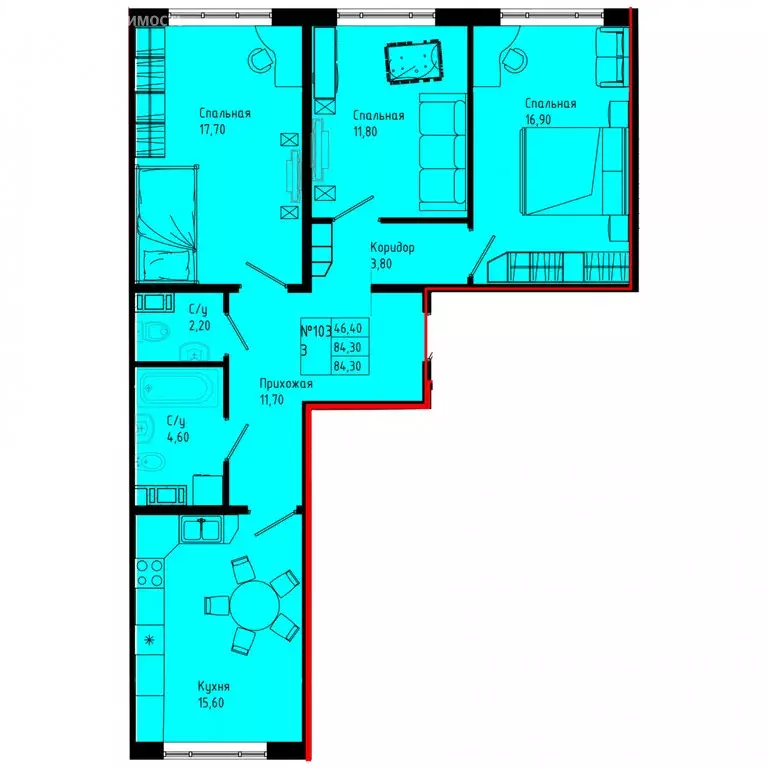 3-комнатная квартира: Коммунар, Железнодорожная улица, 41к1 (84.3 м) - Фото 1