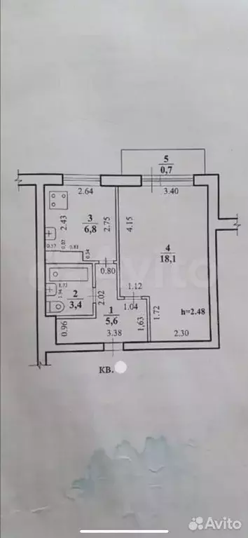 1-к. квартира, 33,9 м, 2/5 эт. - Фото 0