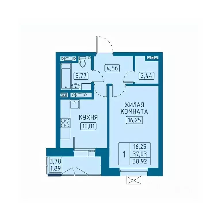 1-к кв. Красноярский край, Красноярск Свободный просп. (38.92 м) - Фото 1