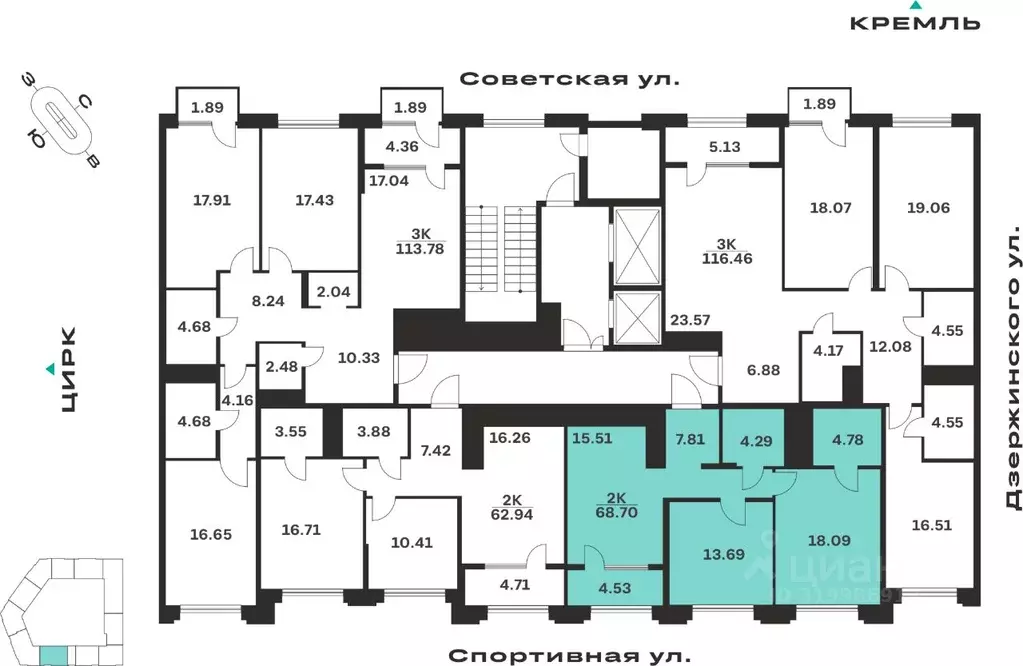 2-к кв. Тульская область, Тула ул. Болотникова, 4 (68.7 м) - Фото 2