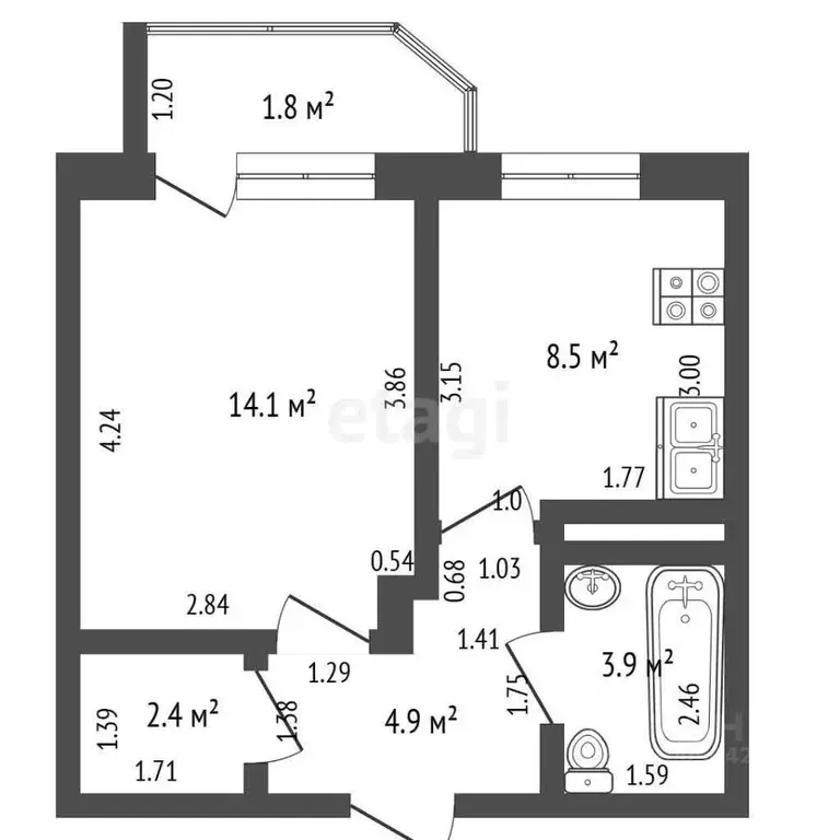 1-к кв. Забайкальский край, Чита ул. Курнатовского, 70 (33.8 м) - Фото 1