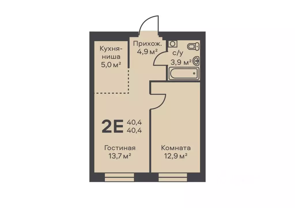 2-к кв. Пермский край, Пермь ул. Подводников (40.4 м) - Фото 1