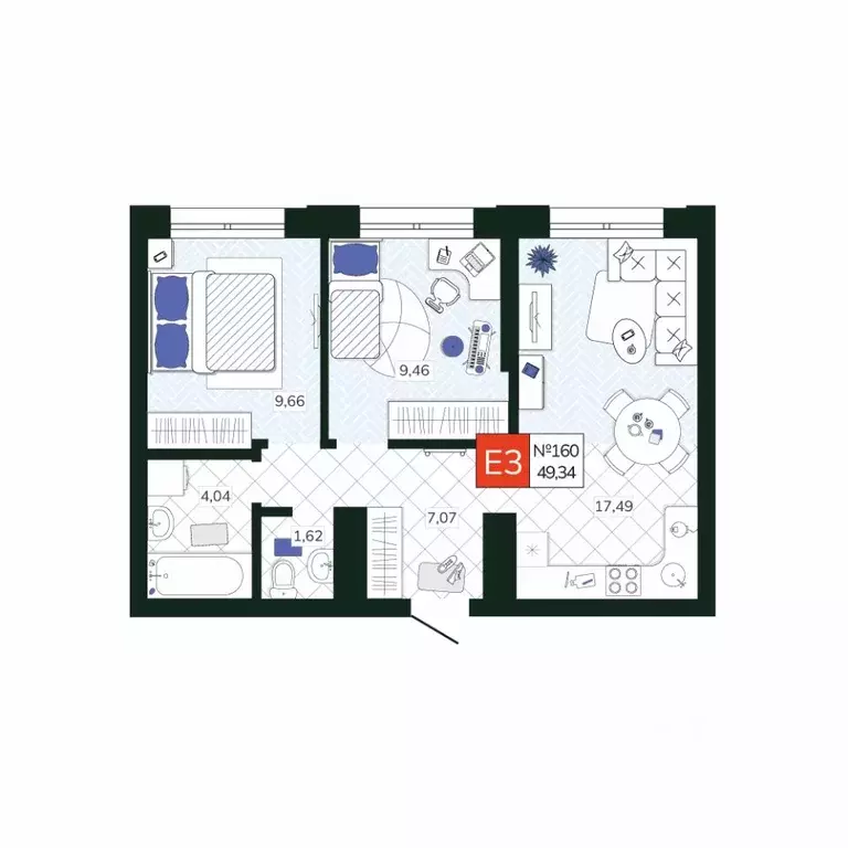 2-к кв. Тульская область, Тула Мясново мкр, Желания жилой комплекс ... - Фото 1