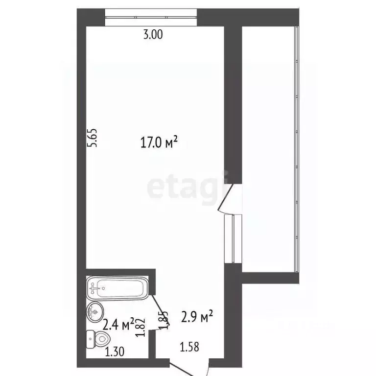 Студия Кемеровская область, Кемерово ул. Ворошилова, 12 (22.3 м) - Фото 2