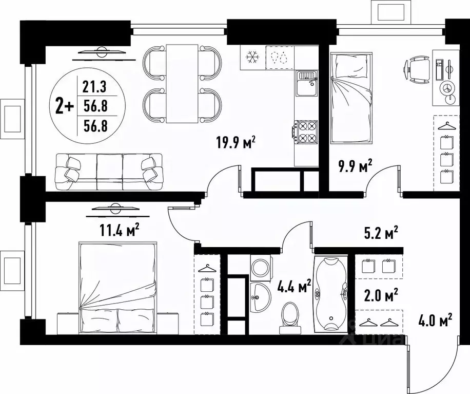3-к кв. Астраханская область, Астрахань ул. Бэра, 29 (56.8 м) - Фото 1