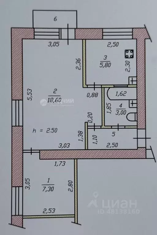 2-к кв. Чувашия, Чебоксары ул. Константина Иванова, 82 (38.1 м) - Фото 2