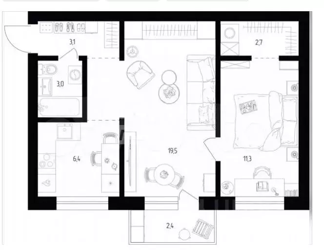 2-к кв. Санкт-Петербург просп. Металлистов, 71 (46.0 м) - Фото 1