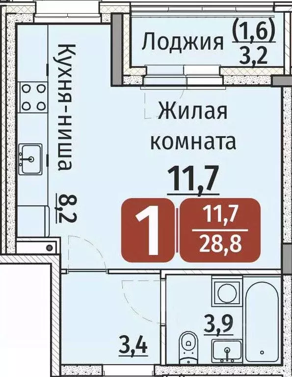 1-к кв. Чувашия, Чебоксары ул. Энергетиков (30.4 м) - Фото 1