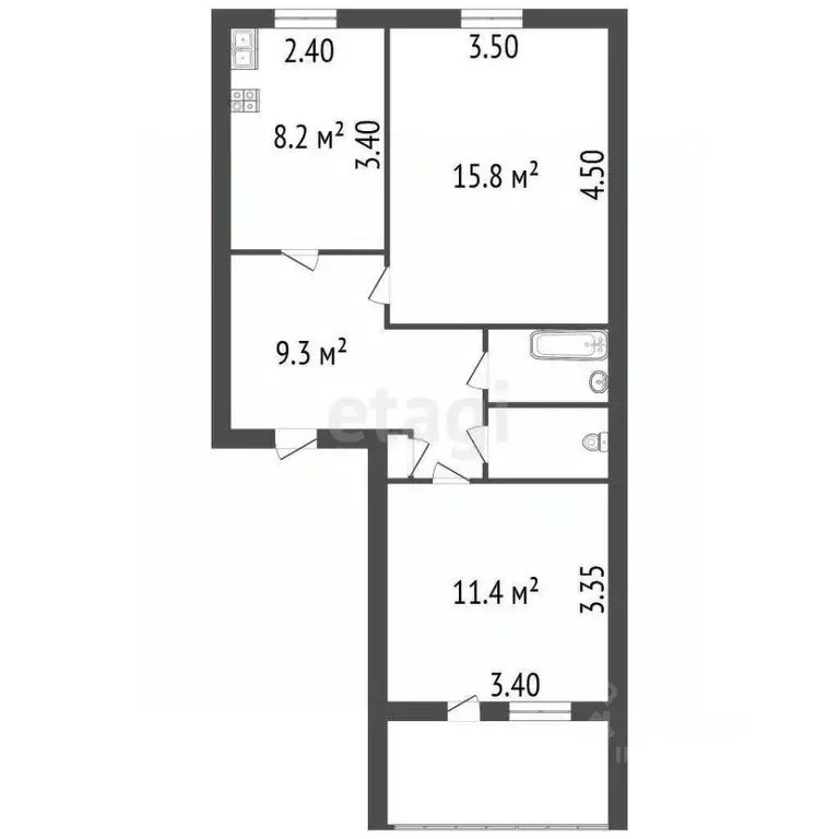 2-к кв. Ленинградская область, Ломоносовский район, Лаголовское с/пос, ... - Фото 2
